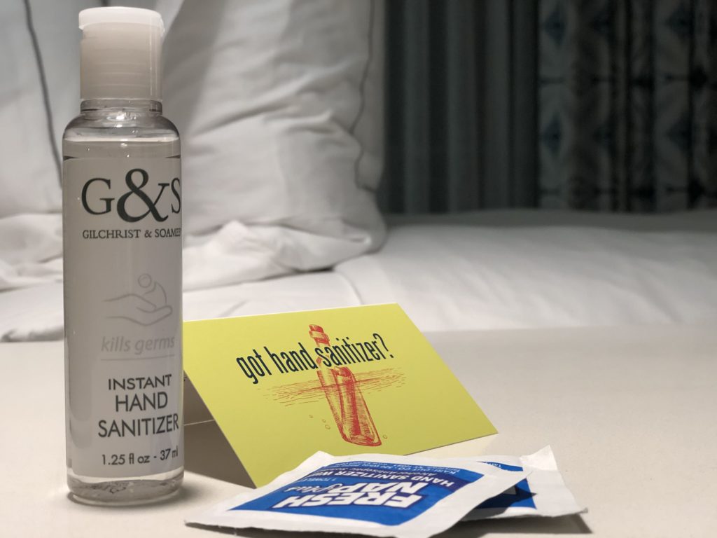 Complimentary sanitizer at The Reach